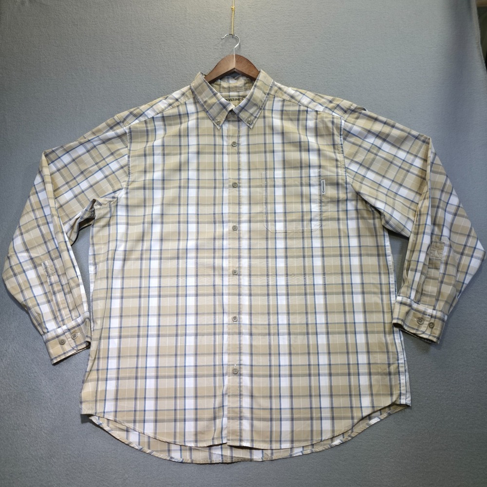 Wolverine Men's Beige‎ Plaid Long Sleeve Button Up Shirt Size XXL
